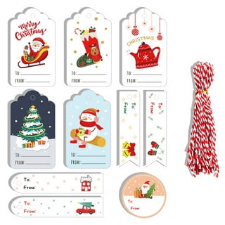 Christmas Gift Tags 48 Count with String, Printed Designs for DIY Xmas  Present Wrap and Label Package Name Card, Khaki String 