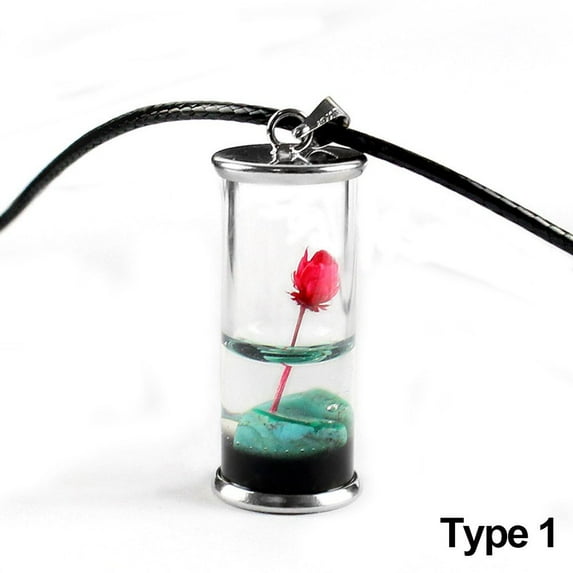 Gift Leather Rope Stone Lotus Landscaping Jewellery Luminous Drifting Jar Crystal Vial Necklace Wishing Bottle Pendant Lucky Charm TYPE 1