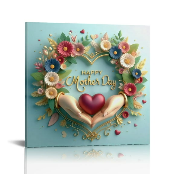 Gift for MOM Vintage Happy Mother's Day Picture Canvas Wall Art Painting Framed ,Mother's Day Christmas Birthday Gift,Grandmom Gift Perfect for Home Decor, Bedroom Decoration