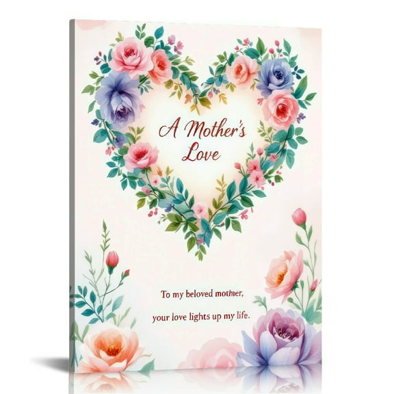Gift for MOM Vintage A Mother's Love with Flower Picture Canvas Wall Art Painting Framed ,Mother's Day Christmas Birthday Gift,Grandmom Gift Perfect for Home Decor, Bedroom Decoration