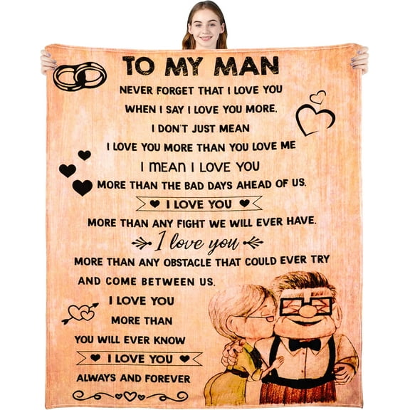 Gift to My Man Fleece Blanket,Personalized Bed Flannel Throw Blanket, Father''s Day Wedding Anniversary Valentines Gift for Husband Dad (60“X50, to My Man)