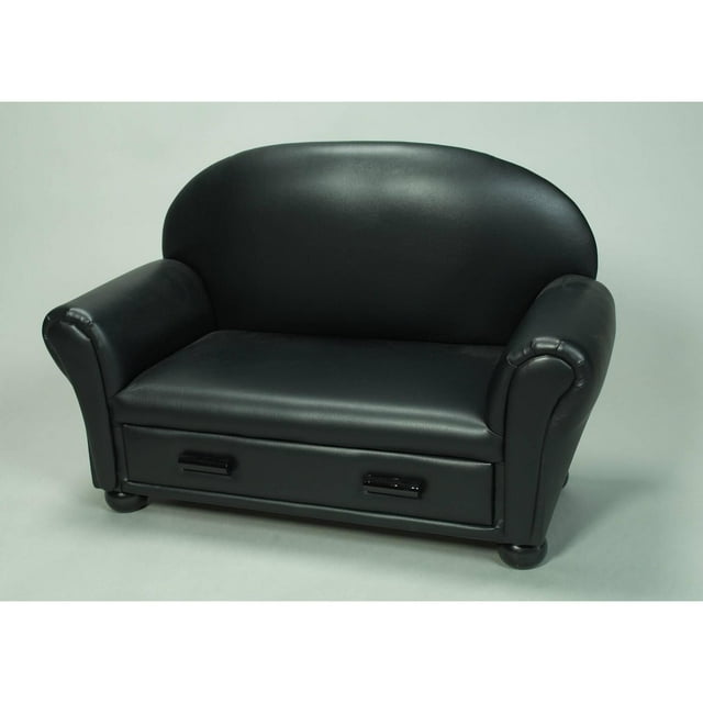 Gift Mark Child's Upholstered Chaise Lounge w/ Drawer-Color:Black