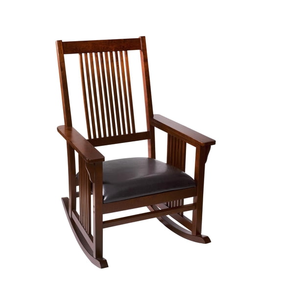 Gift Mark Mission Style Adult Rocking Chair with Upholstered Seat-Finish:Cherry
