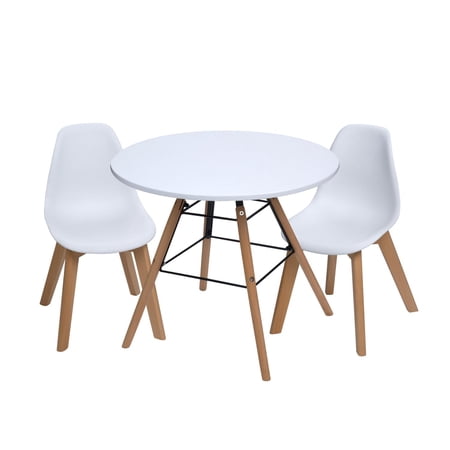 Gift Mark Modern Kids Table and Chair Set (1 Table & 2 Chairs)-Color:White