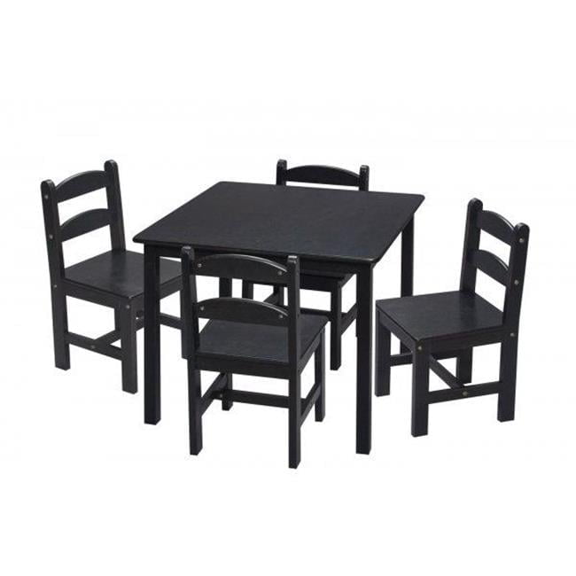 Espresso Wood Kids Square Table with 4 Chairs Set