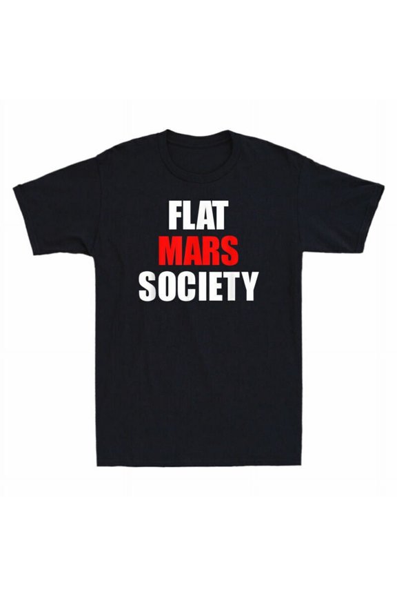 Gift Mars Men's Tee Space Lovers Universe Black Flat Shirt T-shirt Society Funny