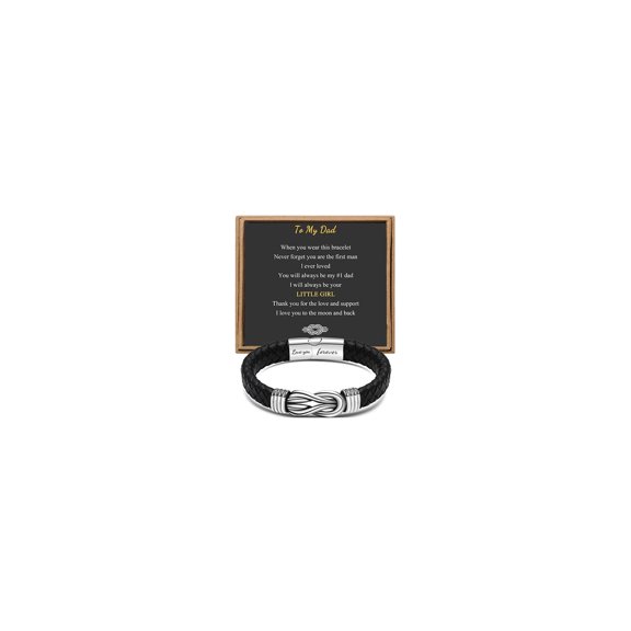 Gift for Men Black Braided Leather Infinity Bracelet for Men Dad Husband Boyfriend Son Grandson Brother Nephew Uncle Forever Linked Together Stainless Steel Engraved