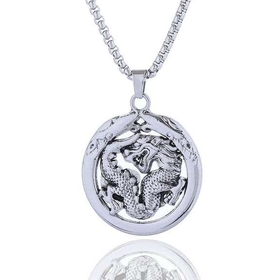 Gift Men's Dragon Circle Pendant Necklace Chain Fashion Fine Jewelry