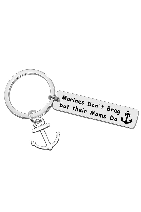 Gift for Military Mom Marines Mom Keychain Mothers Day Gift for Mother Mommy Mom Marines Don't Brag But Their Moms Do Keyring Funny Jewelry Gift for Marines Mother Christmas Birthday Gifts