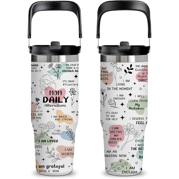 Gift for Mom from Daughter - 30oz Mom Tumbler with Handle, Stainless Steel Insulated Travel Cup with Straw, Thoughtful Present for Mother''s Day, Birthday and Christmas from Daughter