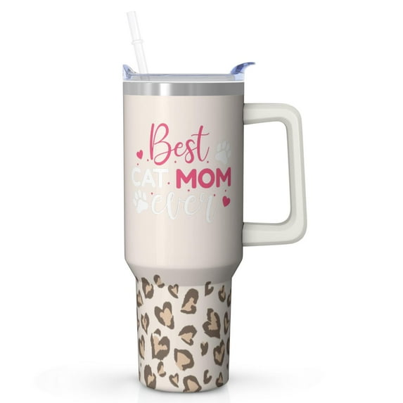 Gift for Mom from Daughter - 40 Oz Tumbler Cup with Straw - Stainless Steel Insulated Thermos for Cold Hot Drinks - Mother's Day Birthday Christmas Present for Mom