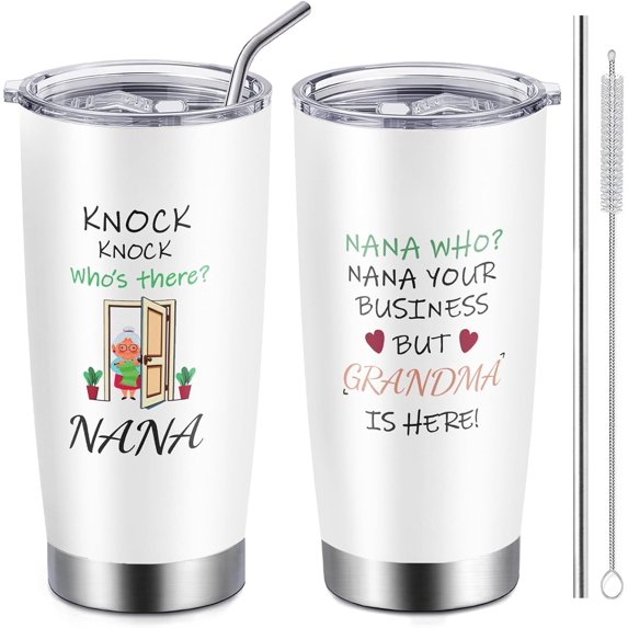 Mothers Day Gifts for Grandma from Grandkids, 20oz Nana Coffee Tumbler with Lid and Straw, Best Granny Gifts, Birthday Christmas Anniversary Present Ideas for Grandmother, Nana Tumbler