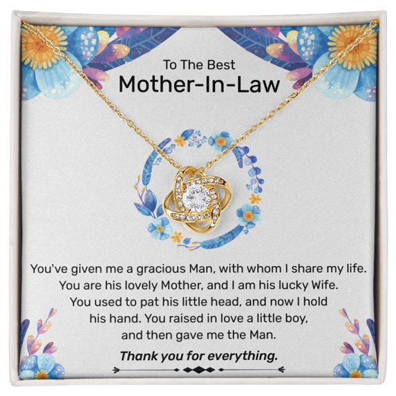 Gift for Mother-in-law Best gift for Husband Mom Mother's day gift Mother's Day Necklace - Love Knot Necklace - Message Card & Gift Box
