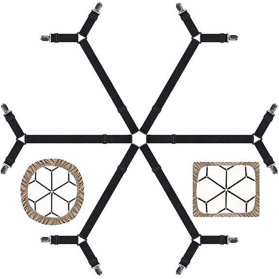 Gift for Mum!Sheet Fasteners keepers-Adjustable Elastic Bed Sheet Holder Straps for Full,Queen,King Twin Bed,6 Way Cross Sheet Clips Suspenders Band,Fitted Round and Square Mattresses.(black)