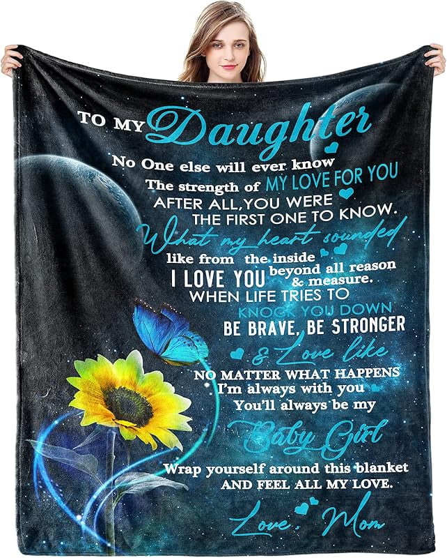 Gift for My Daughter Blanket from Mom as Birthday Present I Love You