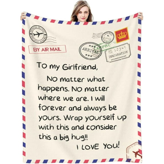 Gift to My Girlfriend Throw Blankets Anniversary Birthday Gift for Women Men, Husband Romantic Fleece Blanket for Bed Couch, Super Soft Flannel Throw Blankets for Christmas Valentines Mothers Day