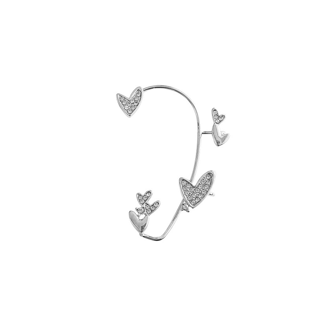 Gift No Pierced Rhinestones Left Ear Heart Ear Cuff Tragus Earrings Ear