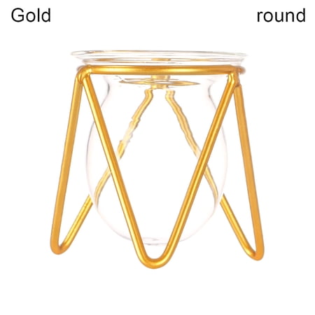 Gift Nordic Styles Plants Frame Desktop Ornament Iron Geometric Pattern Hydroponic Vase Terrarium Metal Holder Glass Planter GOLD ROUND