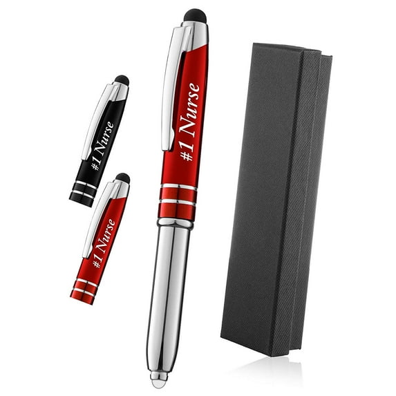 Gift for Nurses, Great Gift for the RN,Nurse Practitioner, Students, and Grads, Engraved"#1 Nurse" - 3-In-1 Metal Ballpoint Pen,Tablet and Phone Stylus, And LED Flashlight - Black