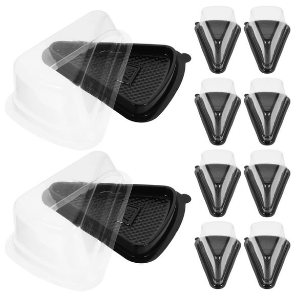 Beaupretty Triangle Muffin Box Black Reusable Plastic for Sandwiches and Cakes
