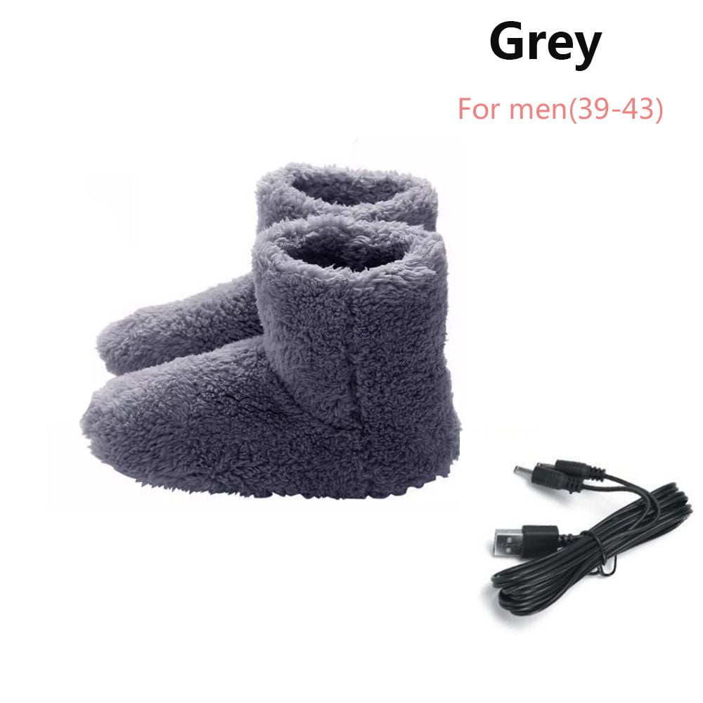 Flkwoh Usb Electric Foot Warmers Heated Shoes Men Women Soft Plush Winter  Heated Slippers Warm Comfortable Heated Boots For Indoor Office Home  Use,gre