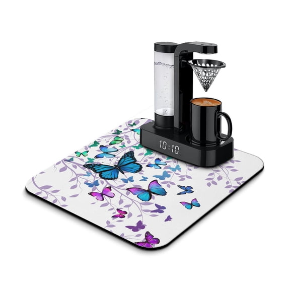 Gift-Ready Coffee Mat Butterfly & Romantic Nature-Inspired Absorbent & Non-Slip Counter Mat
