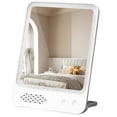 thumbnail image 1 of Vanity Mirror with Lights & Bluetooth Speaker, 6.9" × 9.6" Lighted Makeup Mirror with Stand, Foldable Travel Mirror, Dimmable Brightness, 10X Magnification, White, 1 of 10