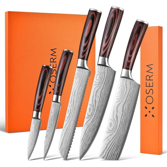 Gift-Ready Japanese Style 6-Piece 5+1 Kitchen Knife Set for Christmas Weddings Family Gifts with Beautiful Gift Box Includes Additional 8 Chef Knife Boxed Separately