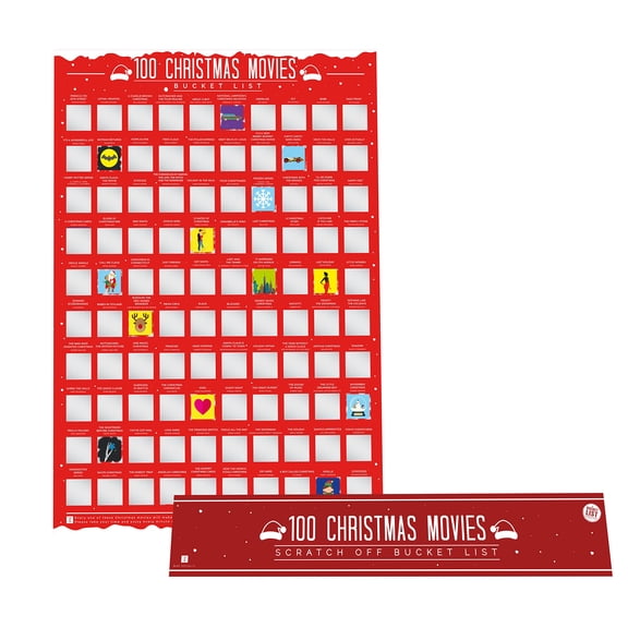 Gift Republic 100 Christmas Movies Bucket List Scratch Off Poster, GR630062, Festive