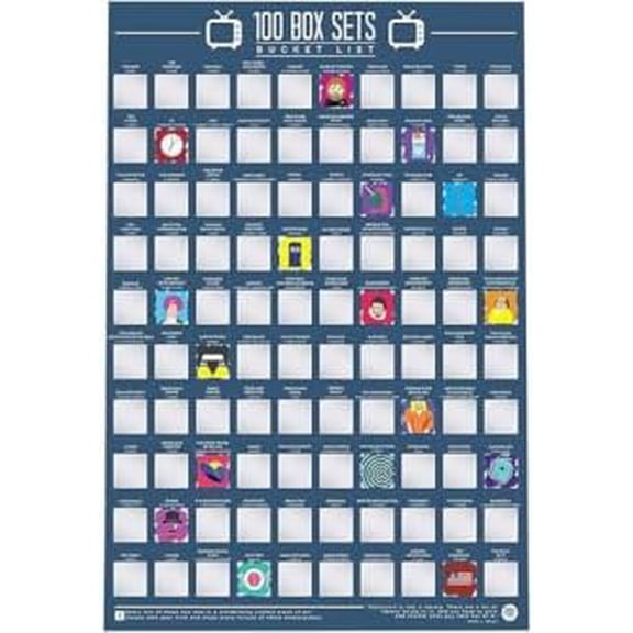 Gift Republic 100 TV Box Sets Bucket List Scratch Poster, A2 Size, Multicolour$$Office