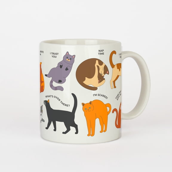 Gift Republic How To Speak Cat Ceramic Mug  12oz  Dishwasher & Microwave Safe  Fun Cat Behavior Guide  Ideal Gift for Cat Lovers