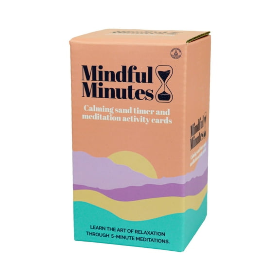 Gift Republic Mindful Minutes Meditation Cards and 5 Minute Sand Timer Calming Meditation Gift Mindfulness Self-Care Affirmation Anxiety Relief Gift