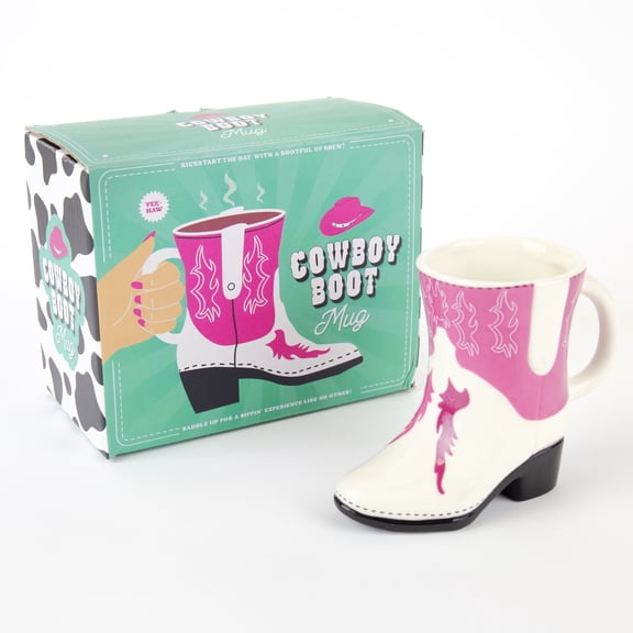 Gift Republic Pink Cowboy Boot Mug, 10oz Ceramic Coffee Cup, Fun Novelty Gift for Her, Dishwasher & Microwave Safe
