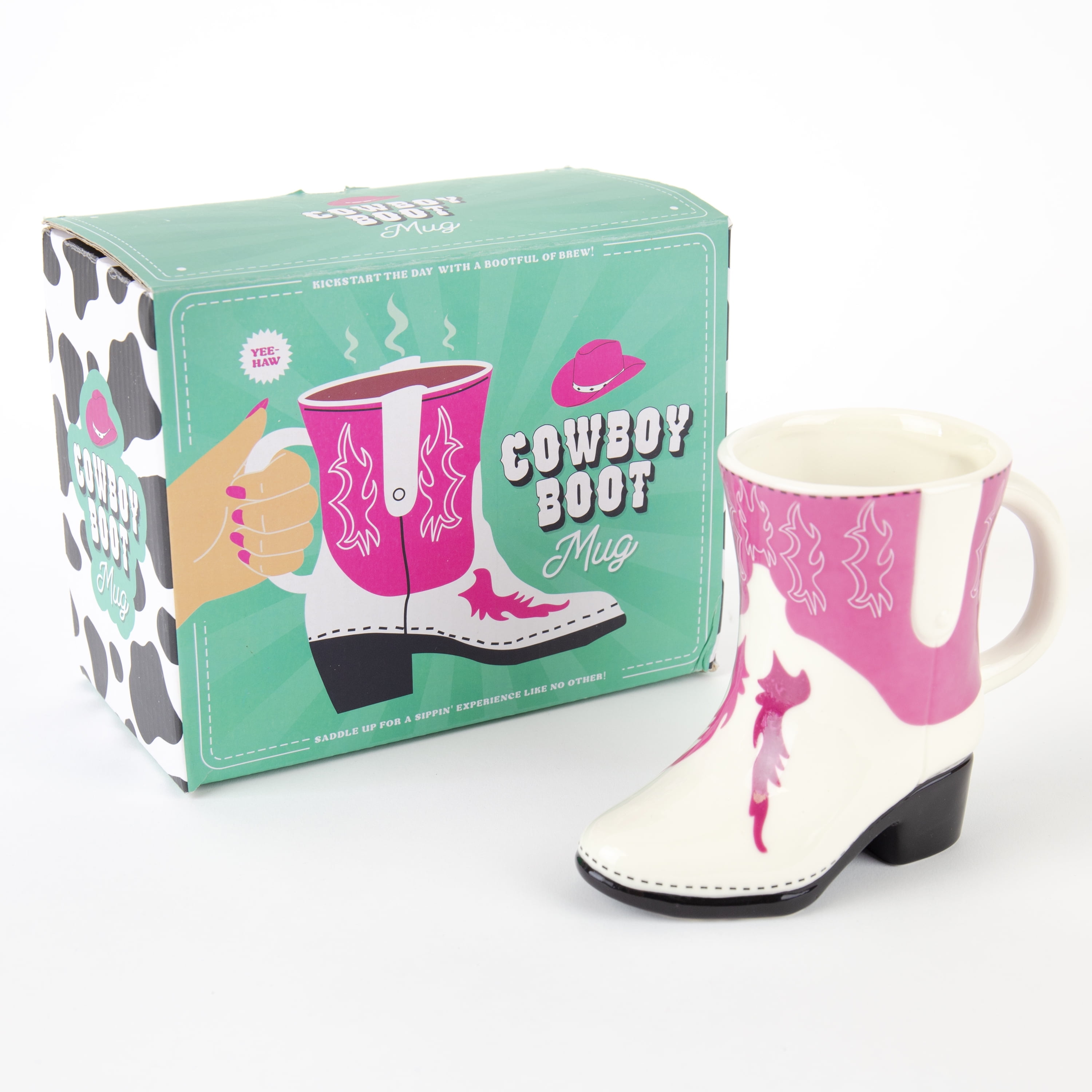 Gift Republic Pink Cowboy Boot Mug, 10oz Ceramic Coffee Cup, Fun