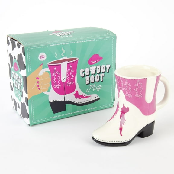 Gift Republic Pink Cowboy Boot Mug, 10oz Ceramic Coffee Cup, Fun Novelty Gift for Her, Dishwasher & Microwave Safe