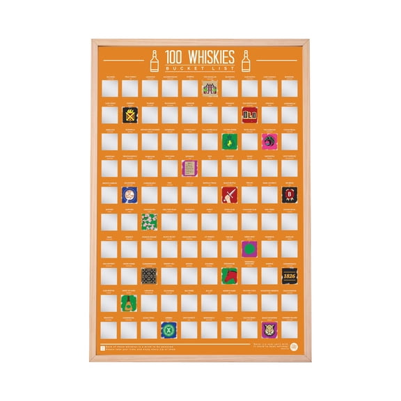 100 Whiskies Bucket List Scratch Poster