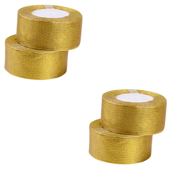 Gift Ribbon DIY Metallic Ribbons for Presents Wrapping Strip Golden Glitter 4 Rolls