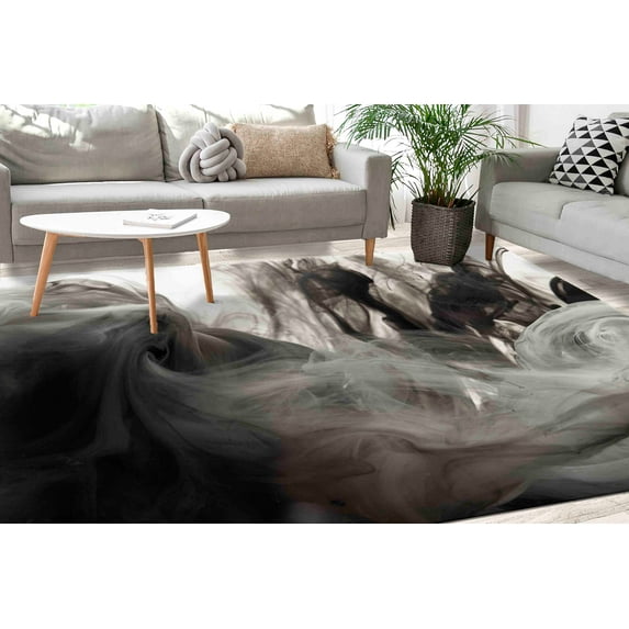 Gift Rug, Gray Rugs, Personalized Gifts Rugs, Stair Rug, Non Slip Rug, Smoke Rugs, Modern Rug, Farmhouse Rugs, Accent Rug, Black Rug, 2.6'x5' - 80x150 cm