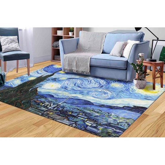 Gift For Him Rug, The Starry Night Rugs, Bath Rug, Famous Rug, Home Decor Rug, Area Rug, Famous Rug Kitchen Rugs, Entry Rug, Living Room Rug, 2.3'x3.3' - 70x110 cm