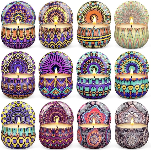 Gift Set,12 Pack Candles for Home Scented, 300 Hour Long Lasting Soy Wax Aromatherapy Candle Set, Birthday Gifts for Women with Gift Box