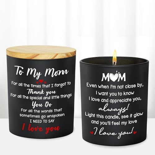 Gift Set for Mom - Pack of 2 Vanilla Lavender Scented Candles 10 Oz - Mothers Day, Christmas, Birthday Gifts for Mom from Daughter, Son, Mama Gifts for Women, Presents for Mom, Stepmom, Bonus Mom