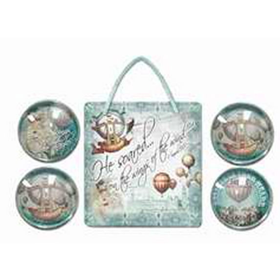 Gift Set-Vintage Balloon Collection-Mini Metal Sign w/4 Magnets