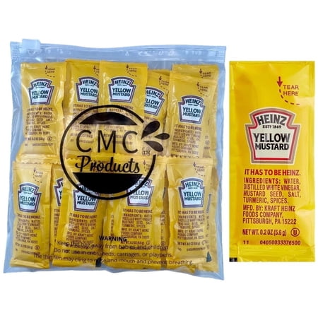 HEINZ Mustard Packets, 25 Count, 5.6 g Single Serve Mustard Packets in CMC Products Slide-Seal Bag, Repackaged by CMC Products LLC