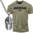 thumbnail image 1 of Gift Set for Men – American Workout Gym Shirt with Spartan Warrior Pendant, Mens Gym T-Shirt, Fitness Gift, Motivational Gym Wear, 1 of 7