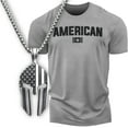 thumbnail image 1 of Gift Set for Men – American Workout Gym Shirt with Spartan Warrior Pendant, Mens Gym T-Shirt, Fitness Gift, Motivational Gym Wear, 1 of 7