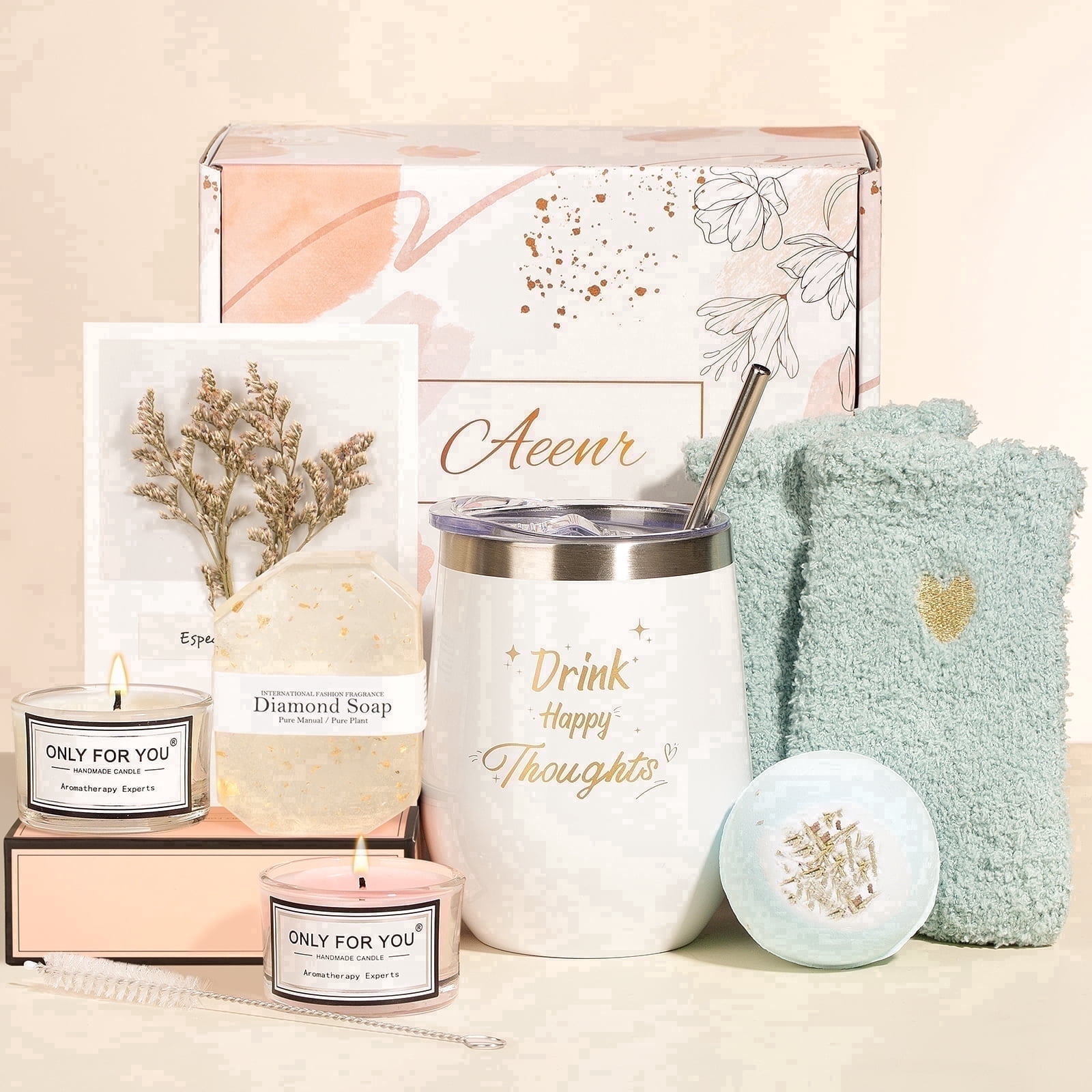 Gift Baskets for Women, 8 Pcs Spa Basket Set,  Birthday Gift for Women,  Gift Set and Valentine's Day Gift, Beauty Holiday Birthday Gifts Idea for Her, White
