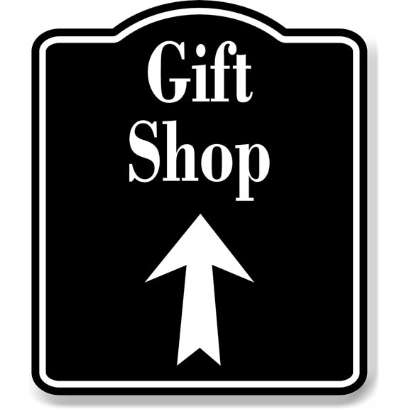 Gift Shop Up Arrow BLACK Aluminum Composite Sign, 8.5"x10"