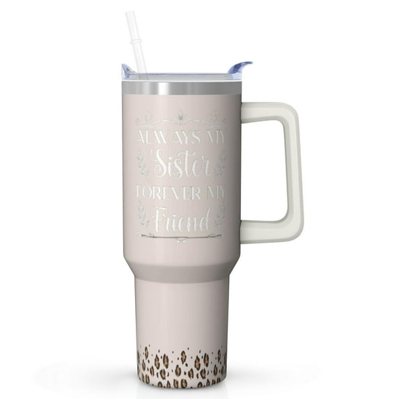 Gift for Sister - 40oz Tumbler with Handle and Straw, Double Wall Insulated Stainless Steel Cup, Birthday Christmas Present for Soul Sister, Best Friend, BFF