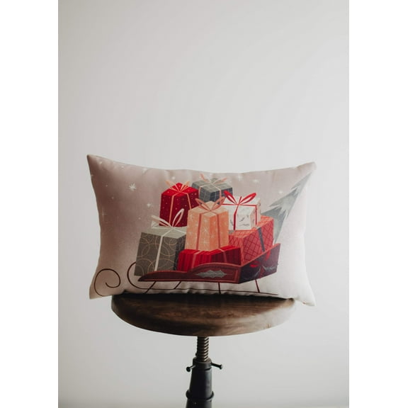 Gift Sleigh Christmas Throw Pillow Cover | 18x12 | Best Friend Christmas Gift | Rustic Farmhouse Decor | Christmas Throw Pillows | Mom Gift