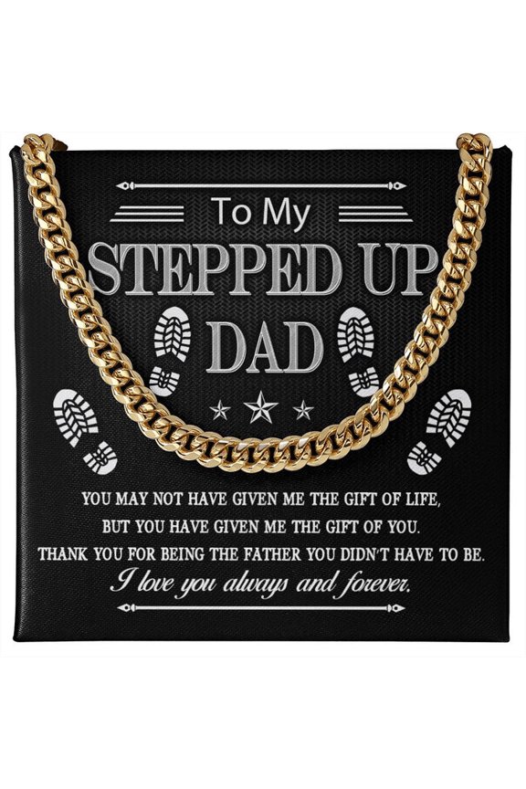 Gift to My Stepped Up Dad Necklace for Stepped Up Dad Stepfather, Father's Day Necklace, Gifts for Step Dad, Thank You for Everything My Bonus Dad Necklace with Message Card and LED Box